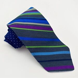 Vintage Tommy Hilfiger 100% Silk Bold Multicolour Striped‎ Tie Preppy Unique